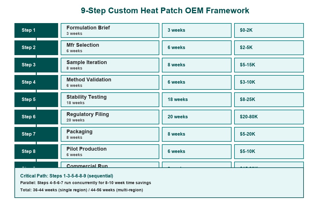 Custom Heat Patch OEM Process 9-Step Framework Diagram