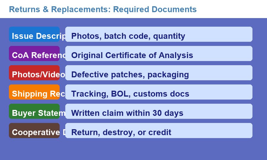 Returns and replacements required documents checklist